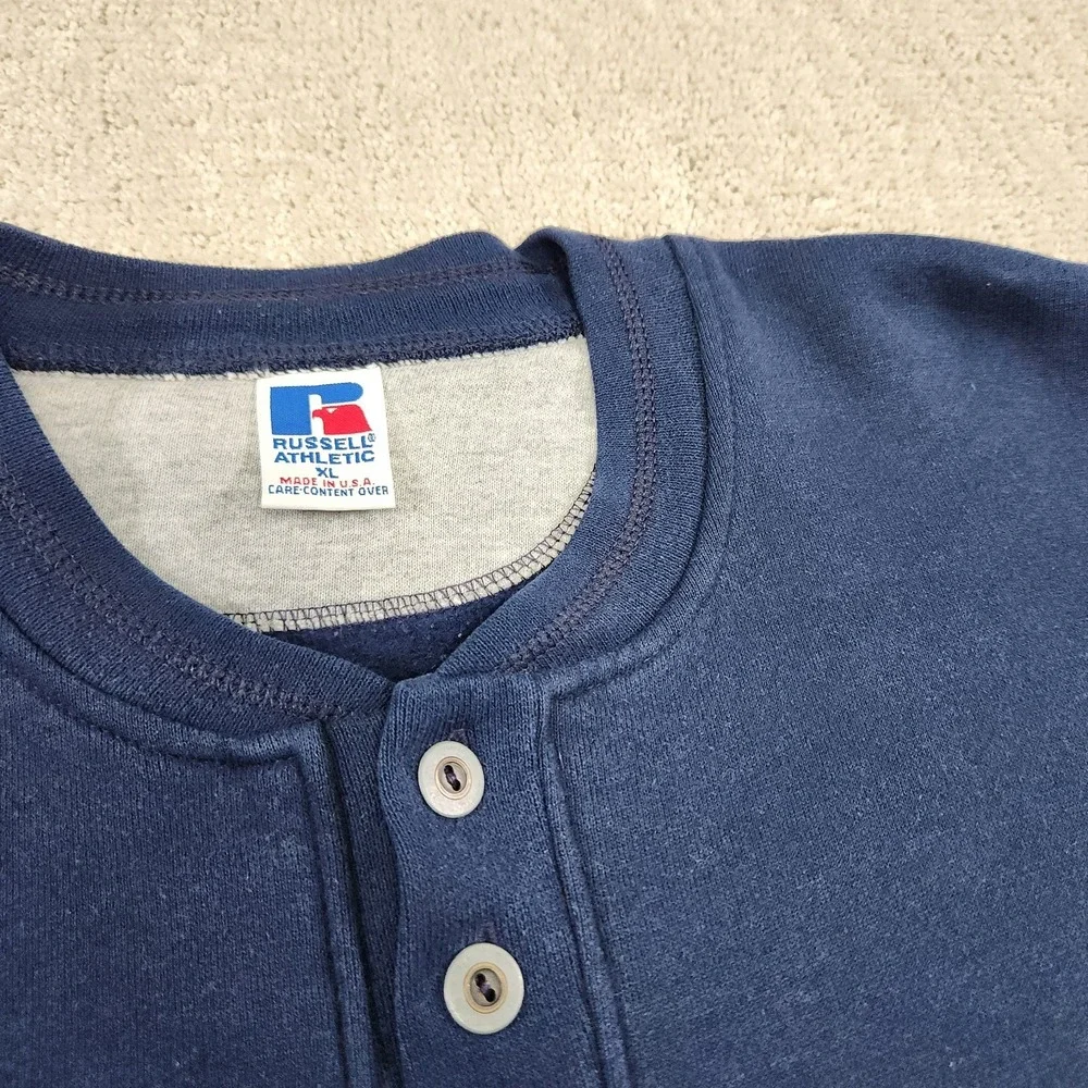 Vintage Russell Athletic Sweatshirt Men XL Henely Fleece Pullover USA‎ Made 90s